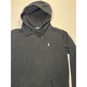 Polo Ralph Lauren Hoodie Pullover Sweatshirt Black Mens Large Little Pony White